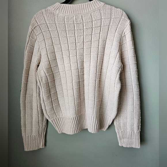 American Eagle waffle crewneck sweater cream size medium - Picture 3 of 10